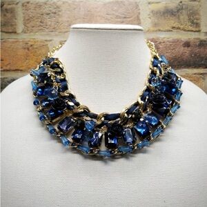 Elegant Blue and Gold Statement Necklace